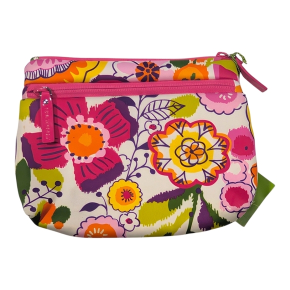 NWT Vera Bradley Pink Floral Makeup Toiletry Bag Organizer 8x6 - Picture 2 of 5